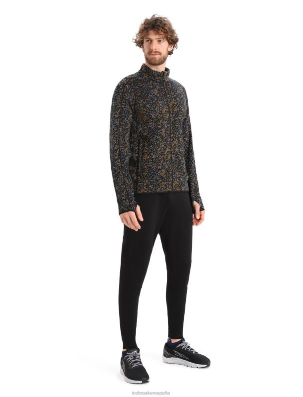 Icebreaker hombres merino elemental manga larga cremallera liquen 0V2J0402 ropa negro/clavo