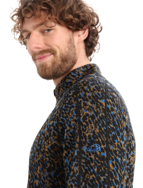 Icebreaker hombres merino elemental manga larga cremallera liquen 0V2J0402 ropa negro/clavo