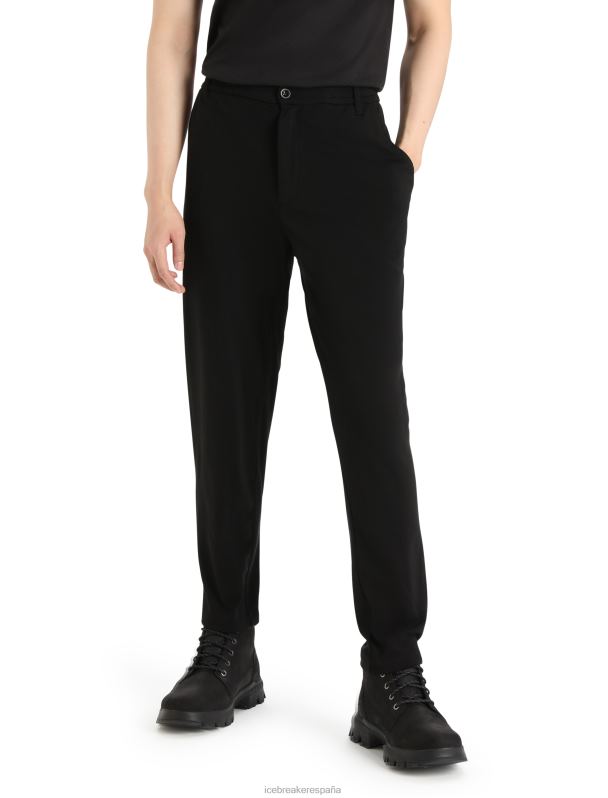 Icebreaker hombres pantalones entrelazados de merinofina 0V2J0256 ropa negro
