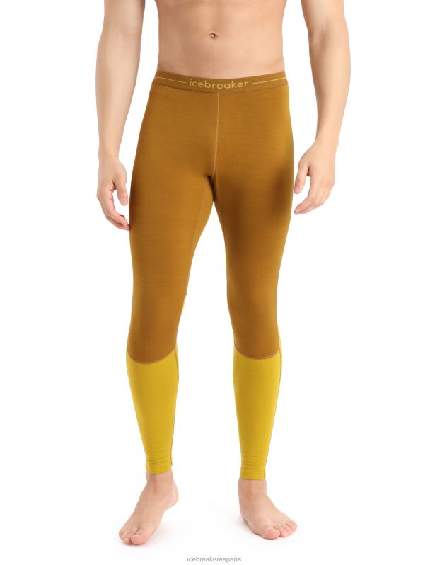 Icebreaker hombres Leggings térmicos de merino de punto 200 zonas 0V2J0431 ropa clavo/oro silencioso