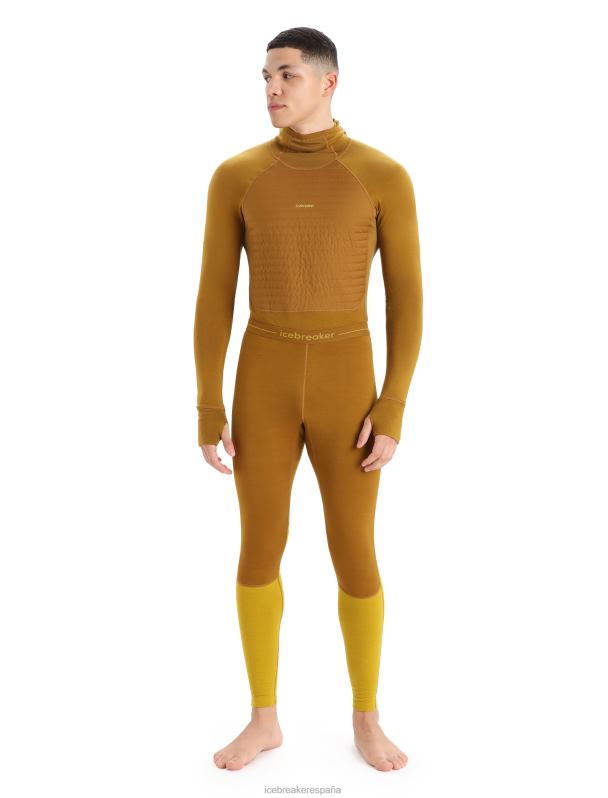 Icebreaker hombres Leggings térmicos de merino de punto 200 zonas 0V2J0431 ropa clavo/oro silencioso