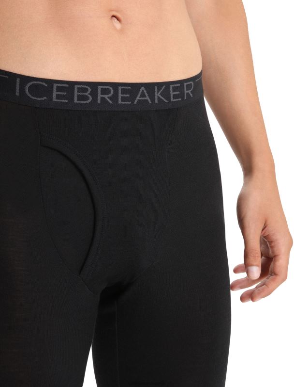 Icebreaker hombres merino 175 leggings térmicos cotidianos con bragueta 0V2J0138 ropa negro