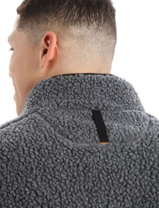 Icebreaker hombres Chaqueta de lana merina de pelo alto, manga larga y media cremallera 0V2J0232 ropa piedra arenisca brezo/negro