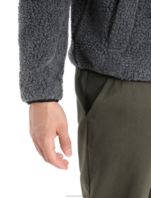 Icebreaker hombres Chaqueta de lana merina de pelo alto, manga larga y media cremallera 0V2J0232 ropa piedra arenisca brezo/negro