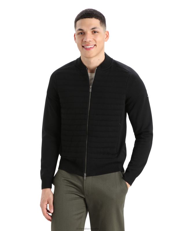 Icebreaker hombres City Label Zoneknit chaqueta bomber de punto con aislamiento de merino 0V2J0220 ropa negro