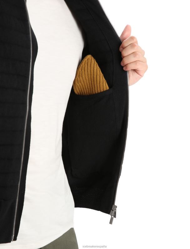 Icebreaker hombres City Label Zoneknit chaqueta bomber de punto con aislamiento de merino 0V2J0220 ropa negro