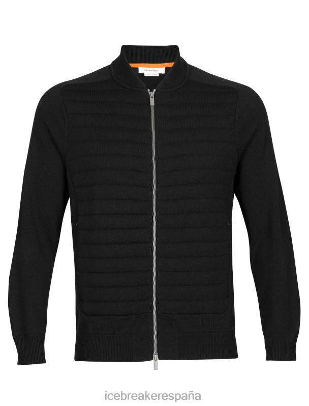 Icebreaker hombres City Label Zoneknit chaqueta bomber de punto con aislamiento de merino 0V2J0220 ropa negro