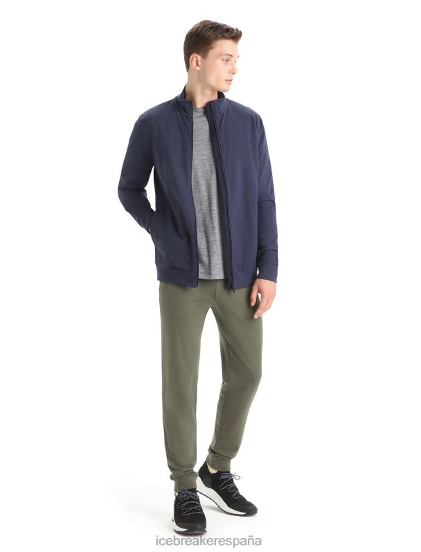 Icebreaker hombres Merino central clásico con cremallera de manga larga. 0V2J0211 ropa azul marino de medianoche
