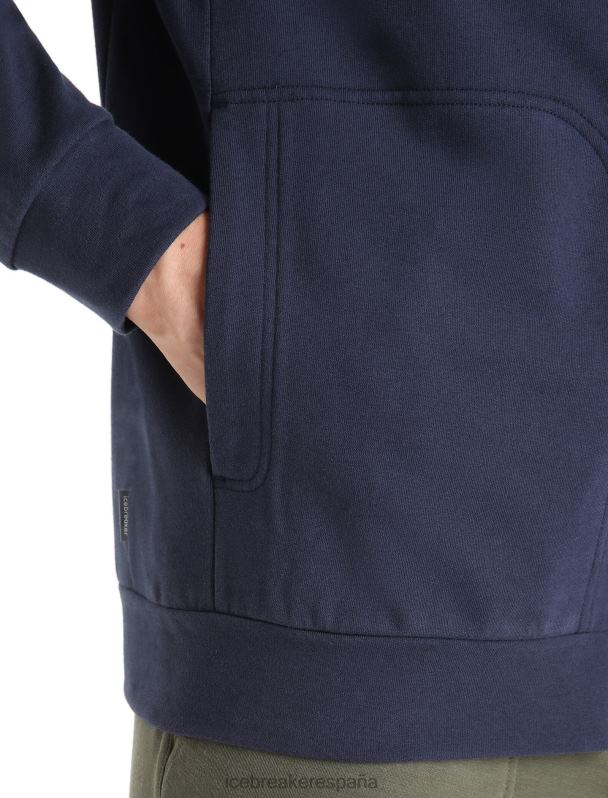 Icebreaker hombres Merino central clásico con cremallera de manga larga. 0V2J0211 ropa azul marino de medianoche