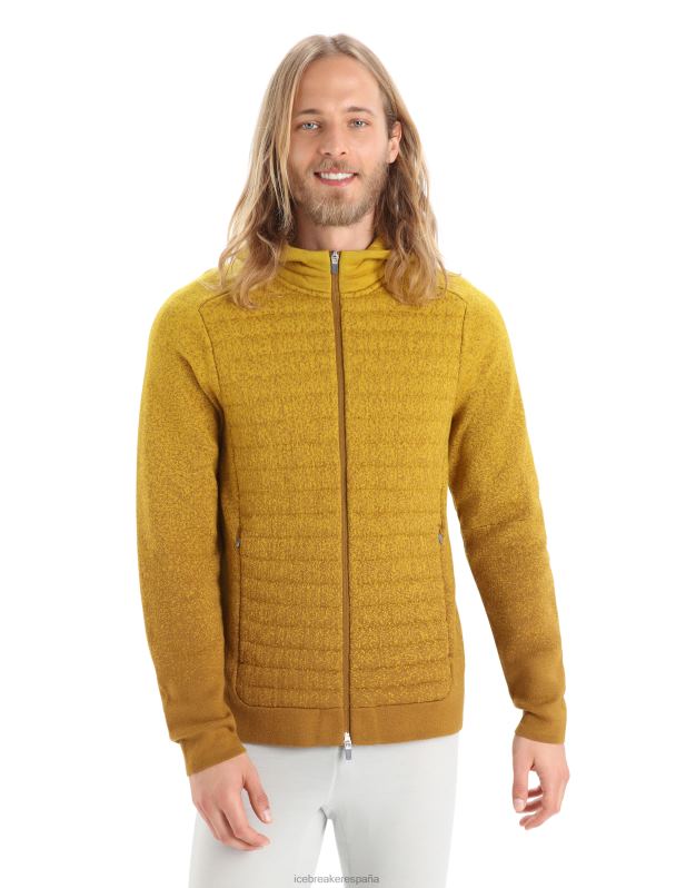 Icebreaker hombres Sudadera con capucha y cremallera de manga larga con aislamiento de merino Zoneknit hasta lo profundo 0V2J0404 ropa clavo/oro silencioso