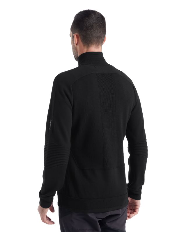 Icebreaker hombres Zoneknit Merino manga larga media cremallera 0V2J0231 ropa negro