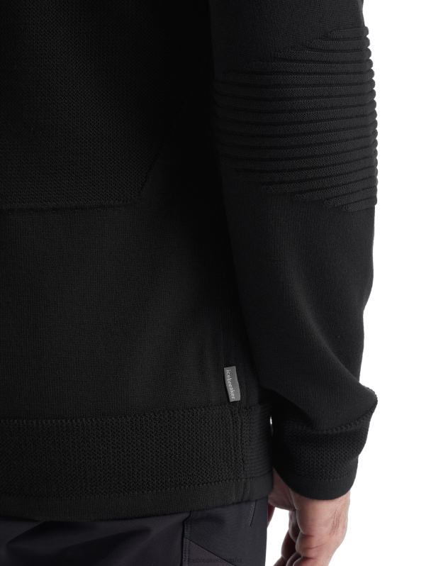 Icebreaker hombres Zoneknit Merino manga larga media cremallera 0V2J0231 ropa negro