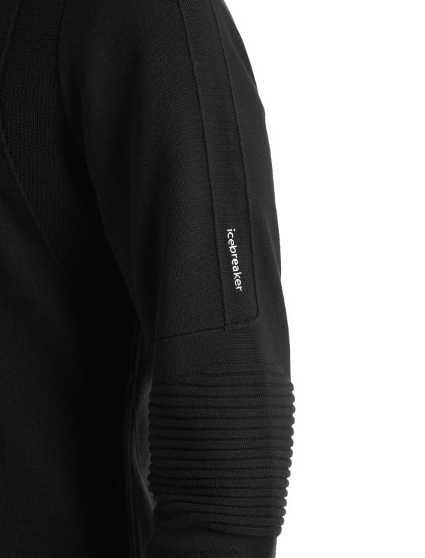 Icebreaker hombres Zoneknit Merino manga larga media cremallera 0V2J0231 ropa negro