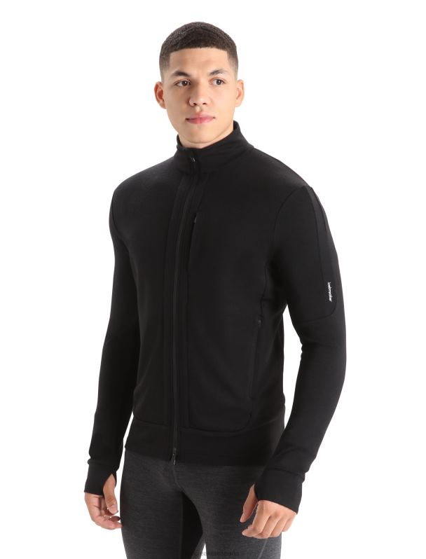 Icebreaker hombres merino quantum iii manga larga con cremallera 0V2J0212 ropa negro