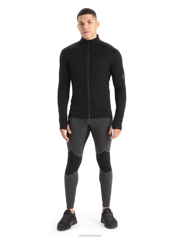 Icebreaker hombres merino quantum iii manga larga con cremallera 0V2J0212 ropa negro