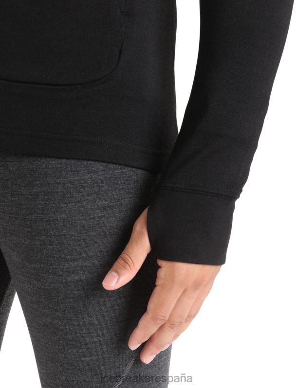 Icebreaker hombres merino quantum iii manga larga con cremallera 0V2J0212 ropa negro