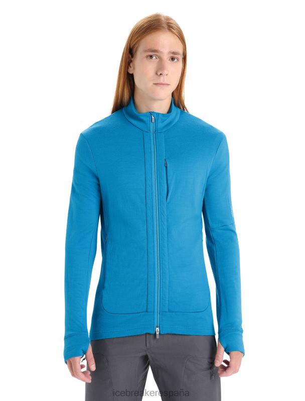 Icebreaker hombres merino quantum iii manga larga con cremallera 0V2J0213 ropa geo azul