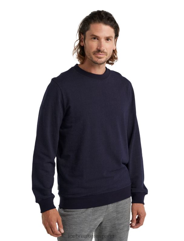 Icebreaker hombres sudadera central de merino de manga larga 0V2J0496 ropa azul marino de medianoche