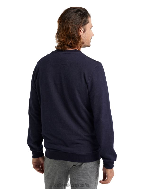 Icebreaker hombres sudadera central de merino de manga larga 0V2J0496 ropa azul marino de medianoche