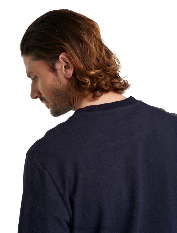 Icebreaker hombres sudadera central de merino de manga larga 0V2J0496 ropa azul marino de medianoche