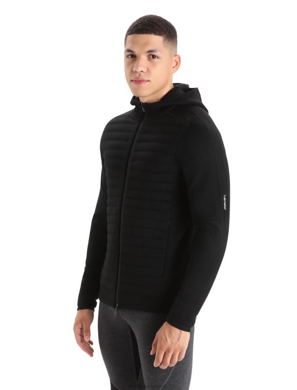 Icebreaker hombres sudadera con capucha y cremallera de manga larga con aislamiento de merino Zoneknit 0V2J0228 ropa negro