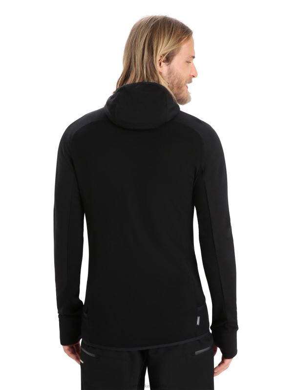 Icebreaker hombres sudadera con capucha y cremallera de manga larga de merino Zoneknit 0V2J0218 ropa negro