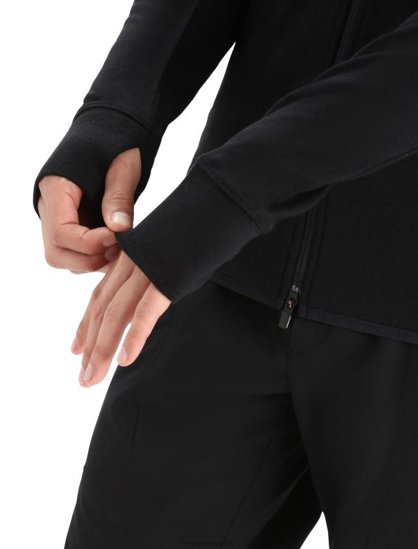 Icebreaker hombres sudadera con capucha y cremallera de manga larga de merino Zoneknit 0V2J0218 ropa negro