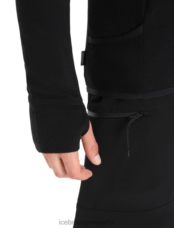 Icebreaker hombres sudadera con capucha y cremallera de manga larga de merino Zoneknit 0V2J0218 ropa negro