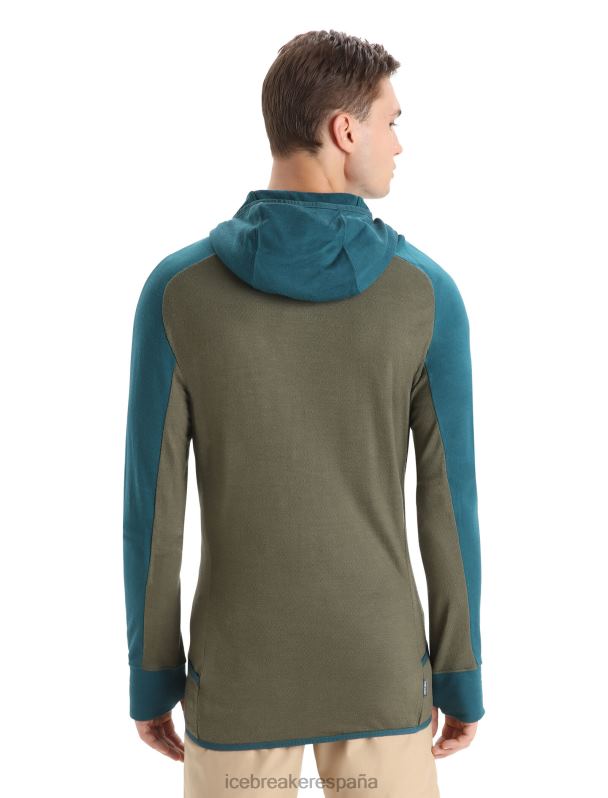 Icebreaker hombres sudadera con capucha y cremallera de manga larga de merino Zoneknit 0V2J0219 ropa gloria verde/loden