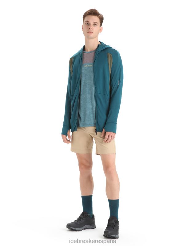 Icebreaker hombres sudadera con capucha y cremallera de manga larga de merino Zoneknit 0V2J0219 ropa gloria verde/loden