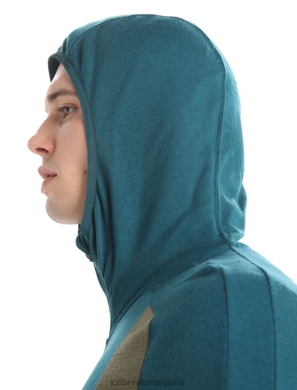 Icebreaker hombres sudadera con capucha y cremallera de manga larga de merino Zoneknit 0V2J0219 ropa gloria verde/loden