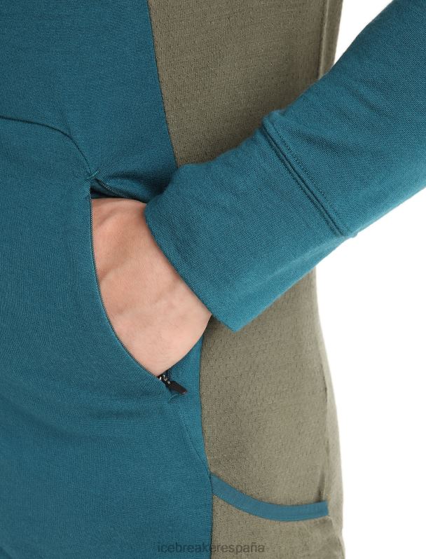 Icebreaker hombres sudadera con capucha y cremallera de manga larga de merino Zoneknit 0V2J0219 ropa gloria verde/loden