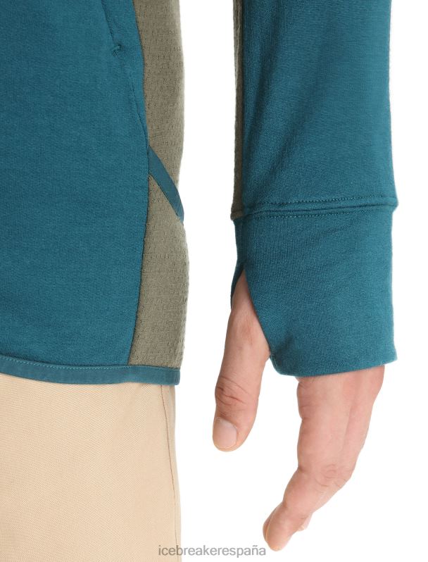 Icebreaker hombres sudadera con capucha y cremallera de manga larga de merino Zoneknit 0V2J0219 ropa gloria verde/loden