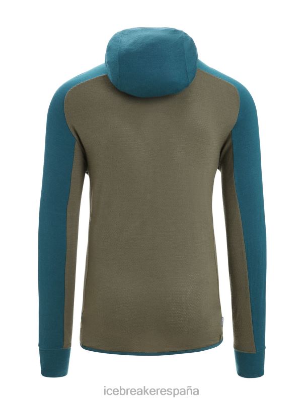 Icebreaker hombres sudadera con capucha y cremallera de manga larga de merino Zoneknit 0V2J0219 ropa gloria verde/loden