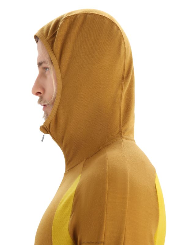 Icebreaker hombres sudadera con capucha y cremallera de manga larga de merino Zoneknit 0V2J0408 ropa clavo/oro silencioso