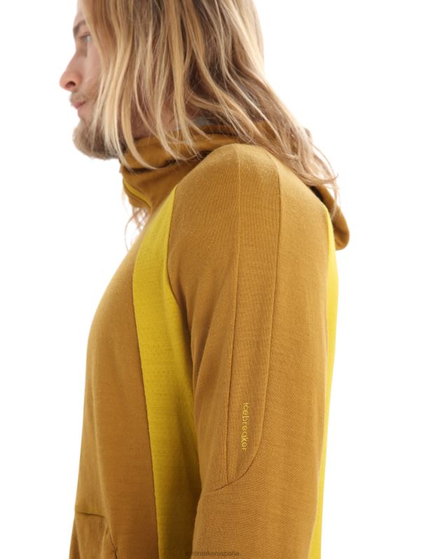Icebreaker hombres sudadera con capucha y cremallera de manga larga de merino Zoneknit 0V2J0408 ropa clavo/oro silencioso