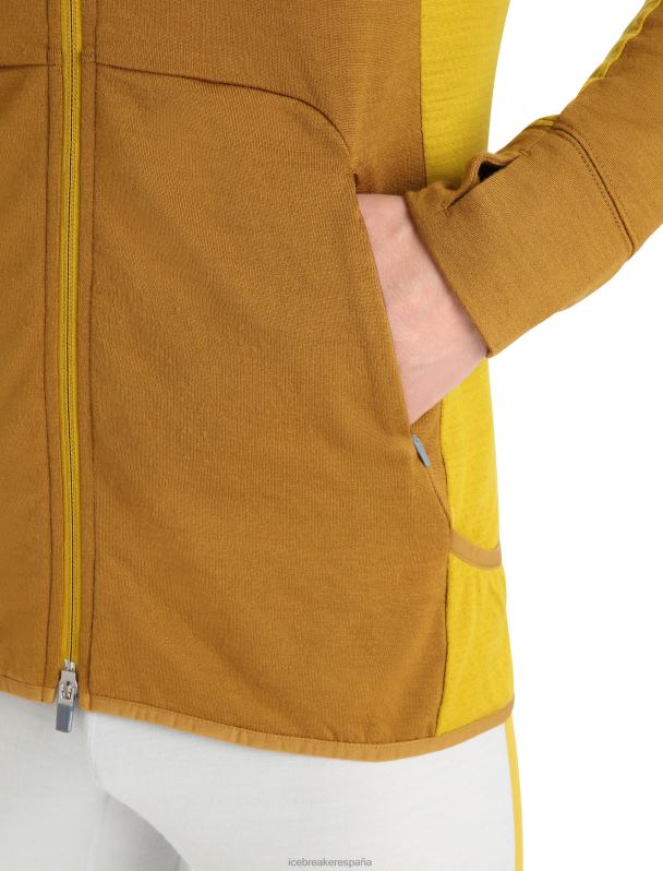 Icebreaker hombres sudadera con capucha y cremallera de manga larga de merino Zoneknit 0V2J0408 ropa clavo/oro silencioso