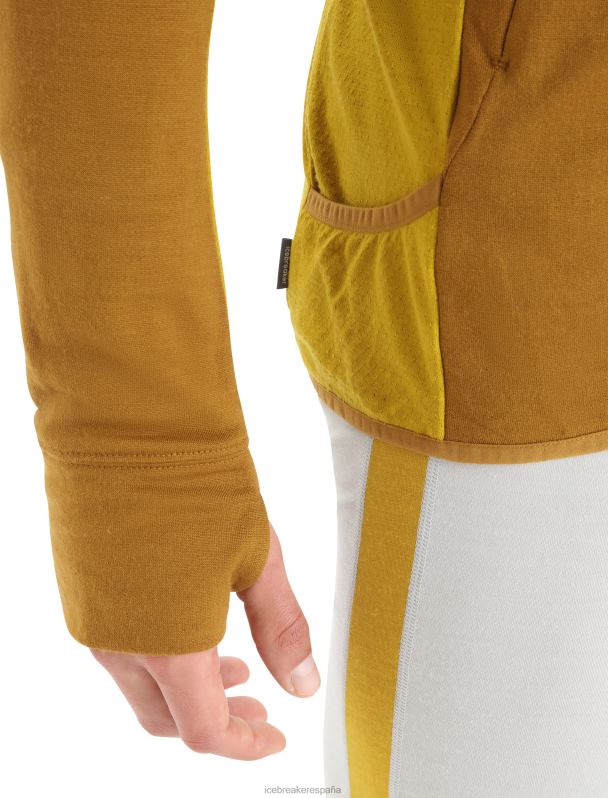 Icebreaker hombres sudadera con capucha y cremallera de manga larga de merino Zoneknit 0V2J0408 ropa clavo/oro silencioso