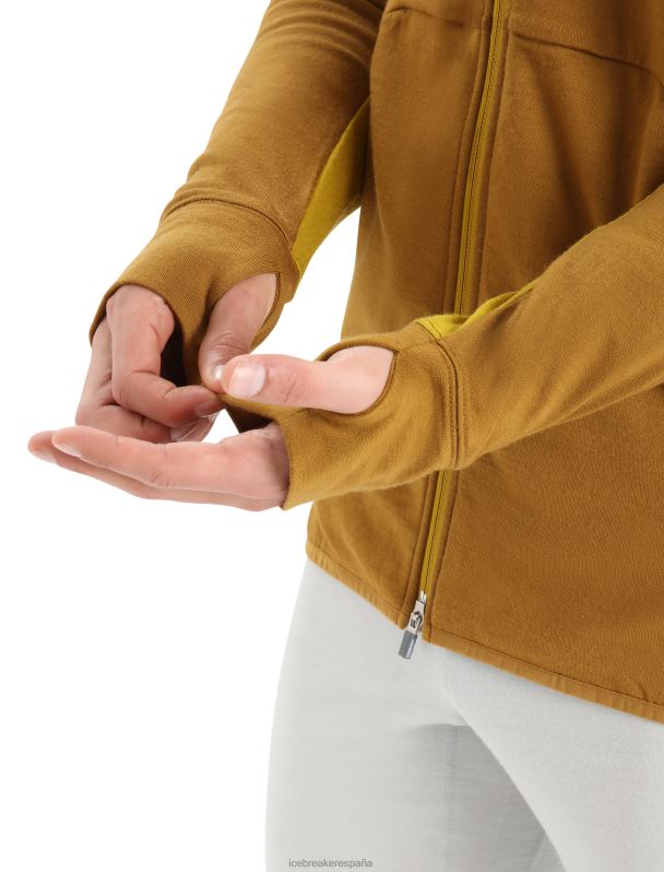 Icebreaker hombres sudadera con capucha y cremallera de manga larga de merino Zoneknit 0V2J0408 ropa clavo/oro silencioso