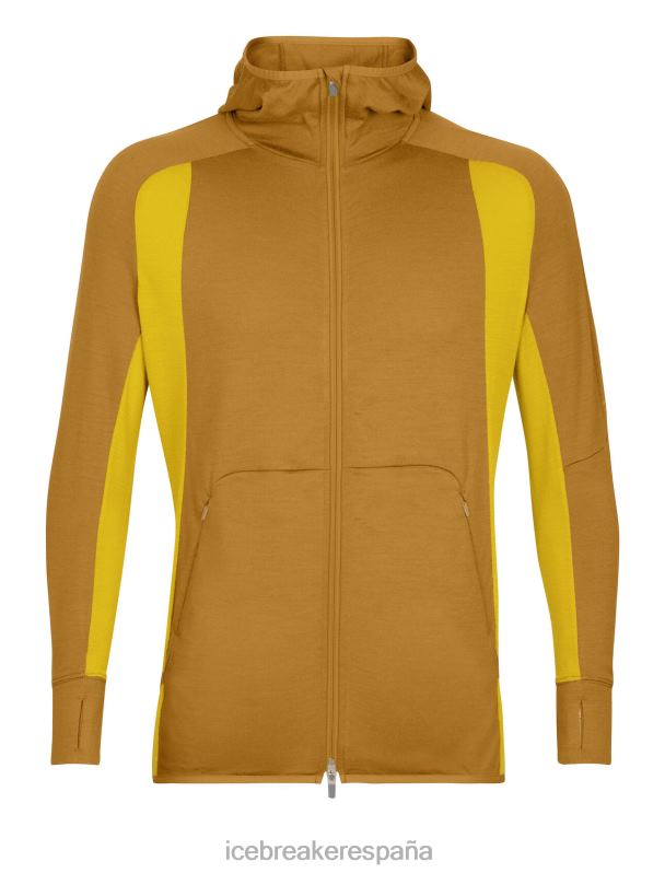 Icebreaker hombres sudadera con capucha y cremallera de manga larga de merino Zoneknit 0V2J0408 ropa clavo/oro silencioso