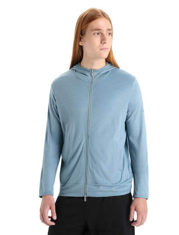 Icebreaker hombres sudadera con capucha y cremallera de manga larga de merino granary 0V2J0206 ropa azul astral