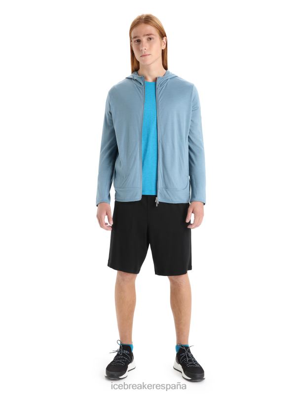 Icebreaker hombres sudadera con capucha y cremallera de manga larga de merino granary 0V2J0206 ropa azul astral