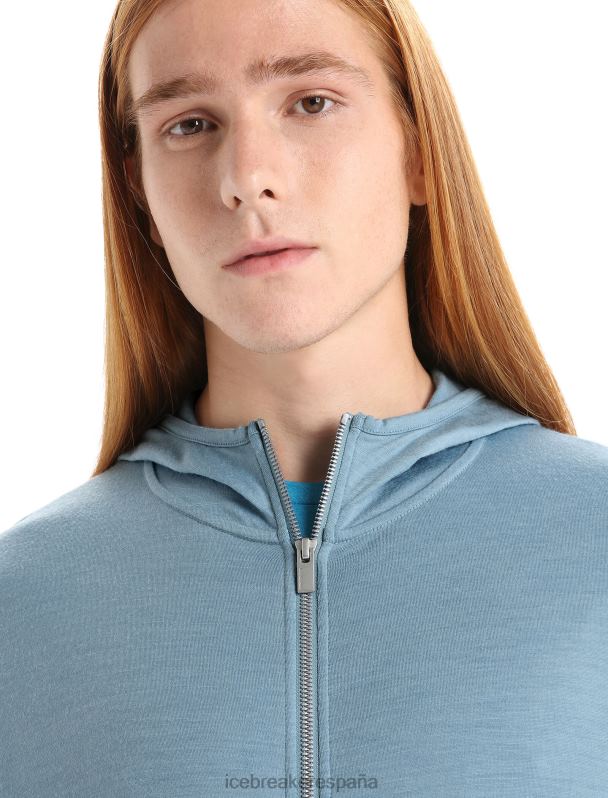 Icebreaker hombres sudadera con capucha y cremallera de manga larga de merino granary 0V2J0206 ropa azul astral
