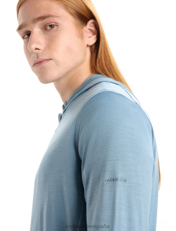 Icebreaker hombres sudadera con capucha y cremallera de manga larga de merino granary 0V2J0206 ropa azul astral