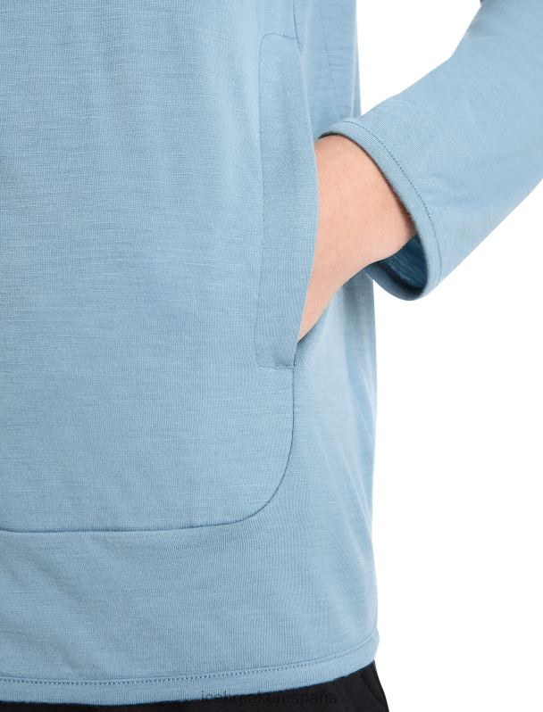 Icebreaker hombres sudadera con capucha y cremallera de manga larga de merino granary 0V2J0206 ropa azul astral