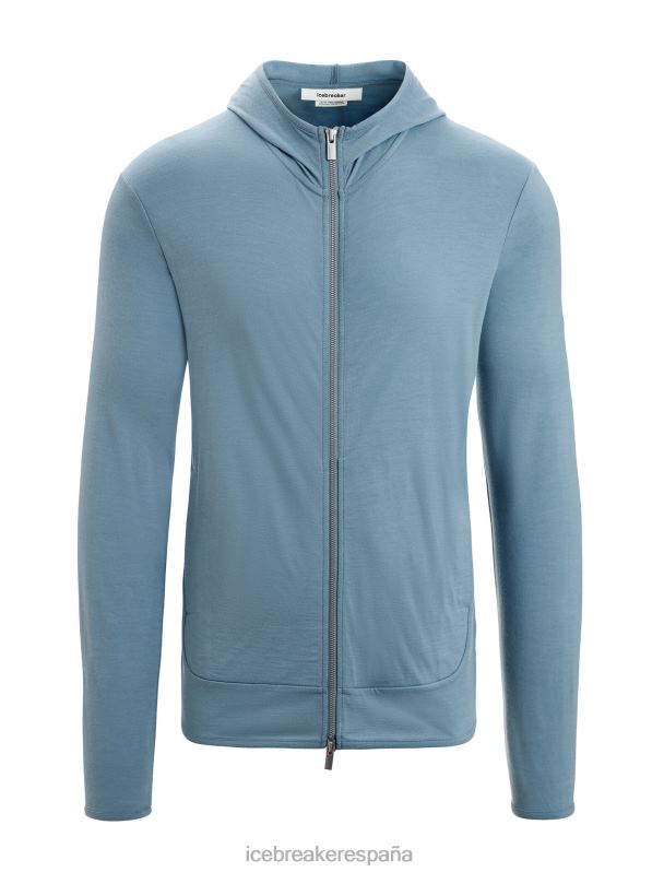 Icebreaker hombres sudadera con capucha y cremallera de manga larga de merino granary 0V2J0206 ropa azul astral