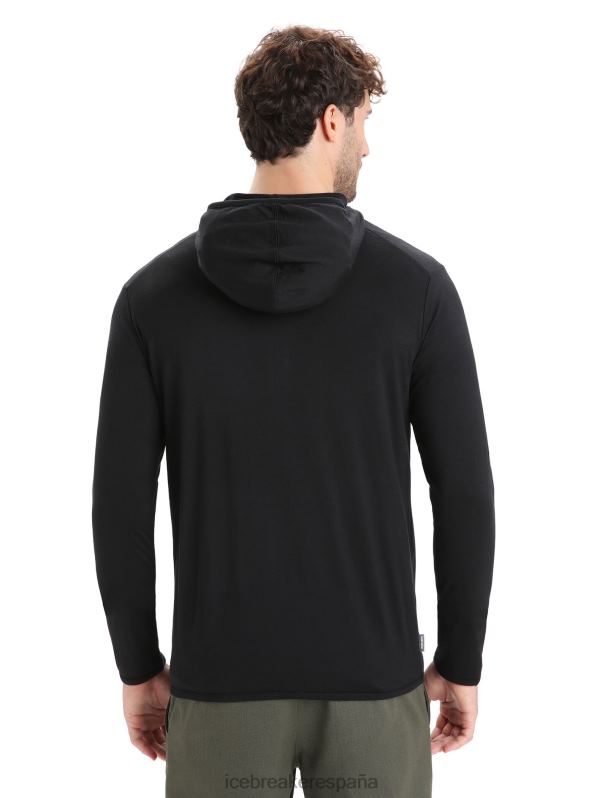 Icebreaker hombres sudadera con capucha y cremallera de manga larga de merino granary 0V2J0207 ropa negro
