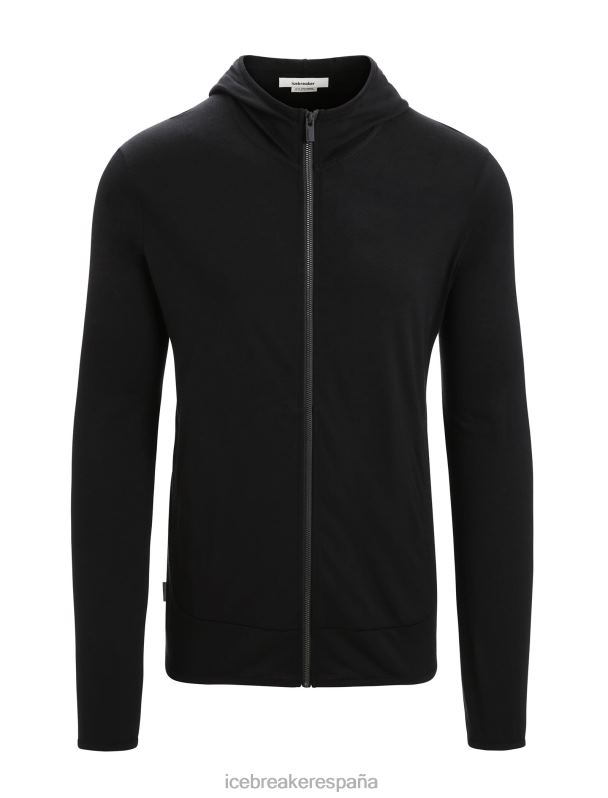 Icebreaker hombres sudadera con capucha y cremallera de manga larga de merino granary 0V2J0207 ropa negro