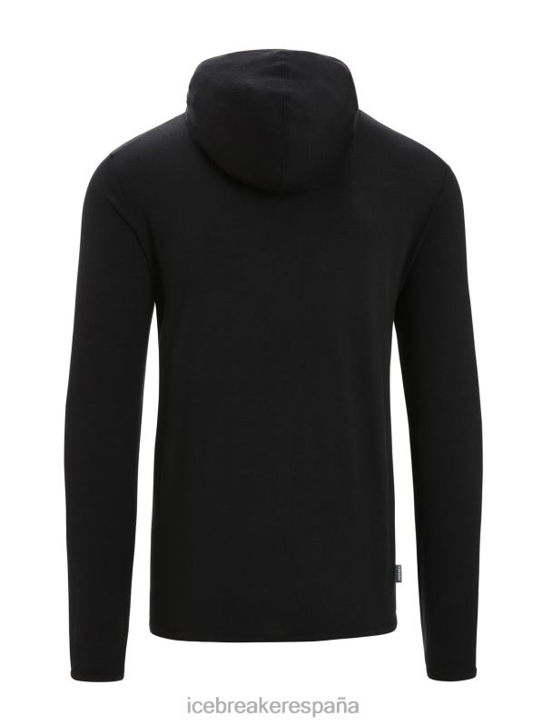 Icebreaker hombres sudadera con capucha y cremallera de manga larga de merino granary 0V2J0207 ropa negro