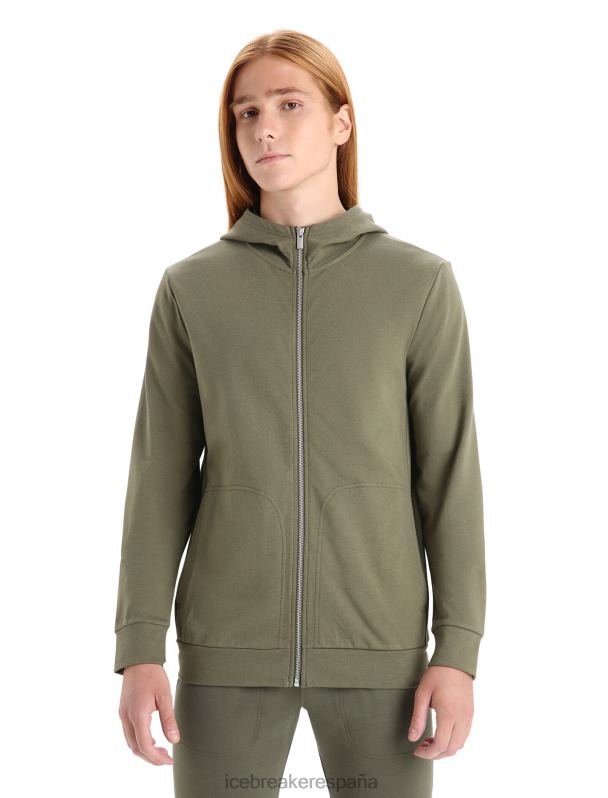 Icebreaker hombres sudadera con capucha y cremallera de manga larga merino central classic 0V2J0208 ropa cargarse